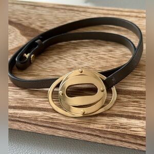 Coach Leather Gold Tone Wrap Bracelet